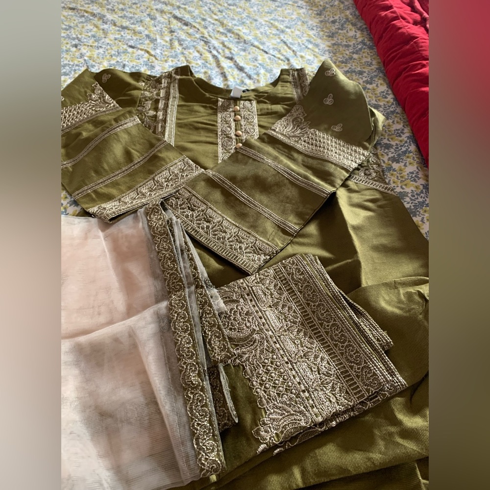 3 piece trouser shirt and net duppata